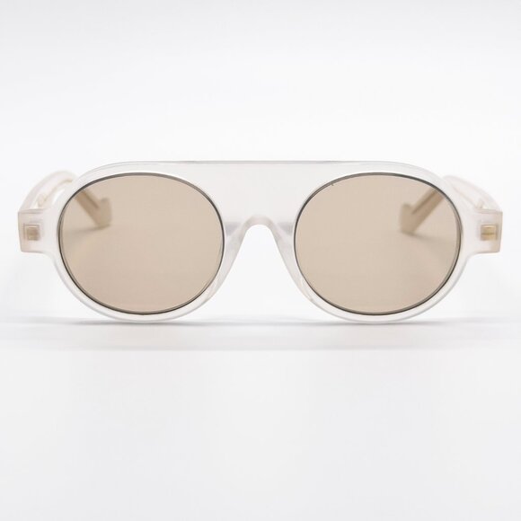 NEW LOEWE LW40020I 21E WHITE BROWN ROUND SUNGLASSES LOEWE - Picture 4 of 11
